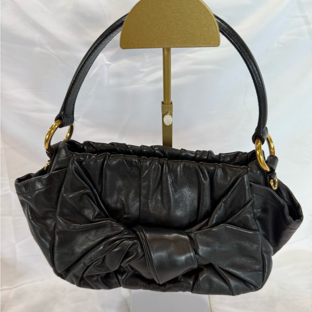 Black Leather Prada with Bow_Authentic and Stunning!